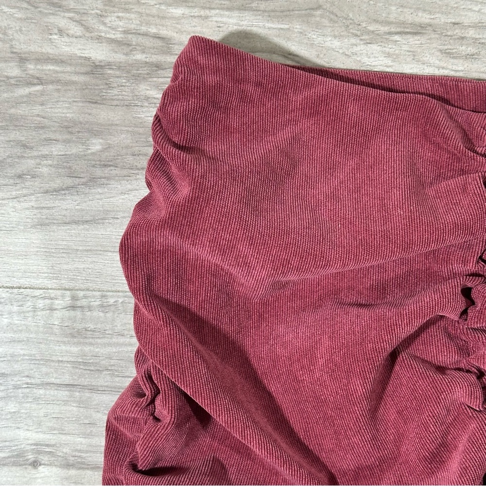 NWT ZARA Muted Burgundy Wine Draped Ruched High Waist Mini Skirt S - Picture 4 of 11